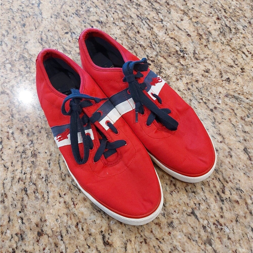 Polo Ralph Lauren Men’s 12D Sport Suede Sneakers Red Pony HALFORD Low Top